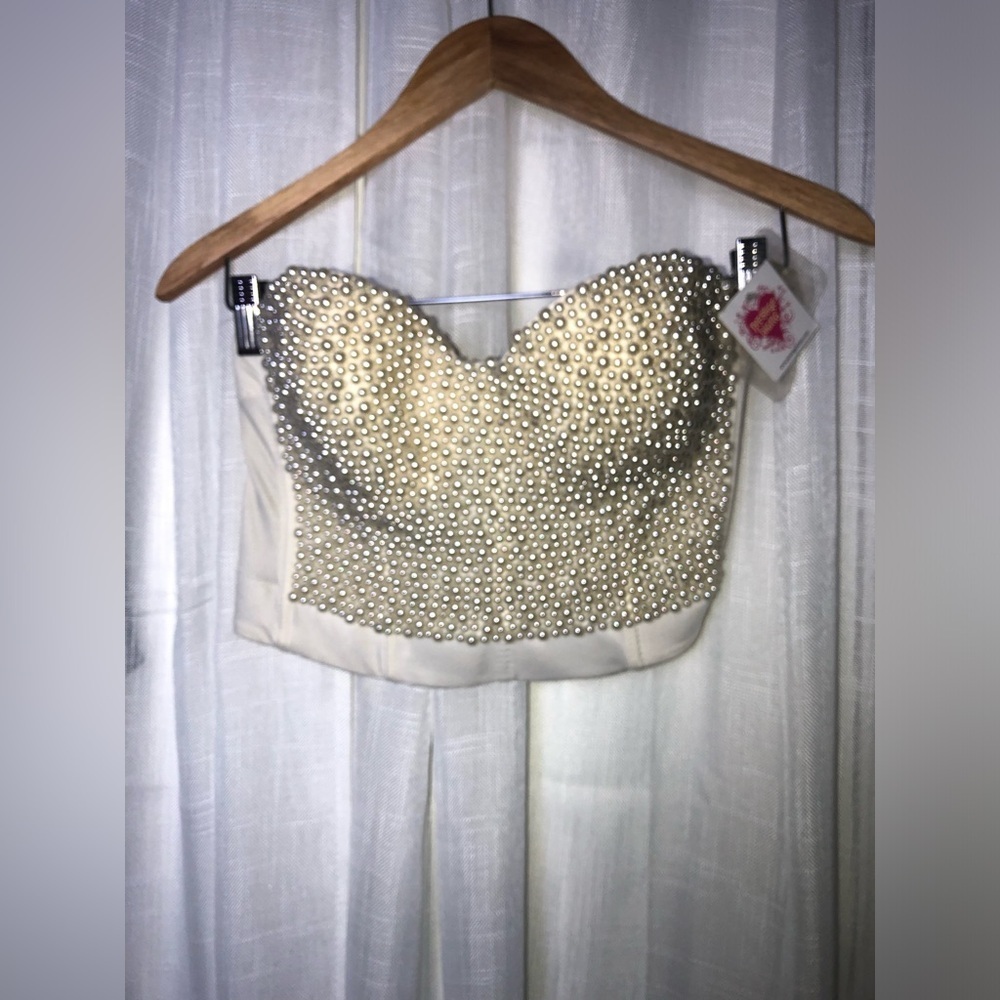 Off White/ Cream Women's Bralette with pearls accents NWT